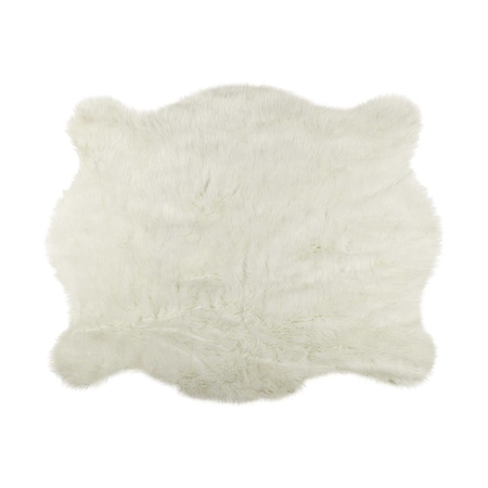 Homeroots 5.25 x 7.5 in. Polar Bear Faux Hide Area Rug, Off White 328303